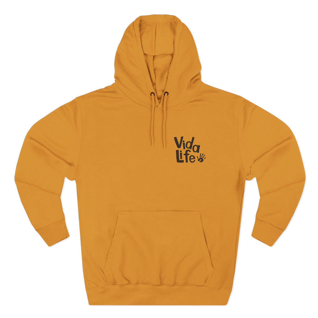 Vida Life Mustard Fleece Hoodie — Cozy Casual Pullover with Minimal Logo